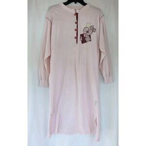 Vintage  Schiesser Nightgown Womens sz 40  Germany 100% Cotton Pink Embroidered
